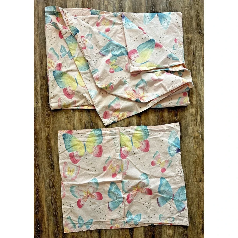 Pottery Barn Kids Butterfly Stars Twin Duvet 68x86 Pillow Sham 20x26 Bedding